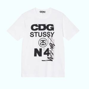 Camiseta Blanca CDG x Stussy Moda Urbana Unisex