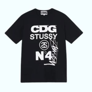 Camiseta Negra CDG x Stussy Moda Urbana Unisex