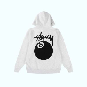 Sudadera Gris 8 Ball con Capucha X Stussy Original