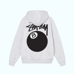 Sudadera Gris 8 Ball con Cremallera X Stussy Unisex