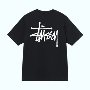 Camiseta Negra Básica Stüssy Estilo Urbano