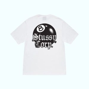 Camiseta blanca Stussy 8 Ball Corp