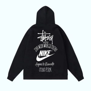 Sudadera Con Capucha Negra Stussy X Nike The Wide World Tribe